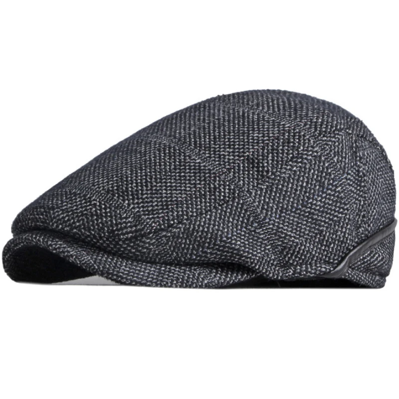 HT3718 Beret Cap Men Autumn Winter Hat Plaid Earflap Flat Cap Vintage Cap for Men Artist Painter Beret Hat Men Beret