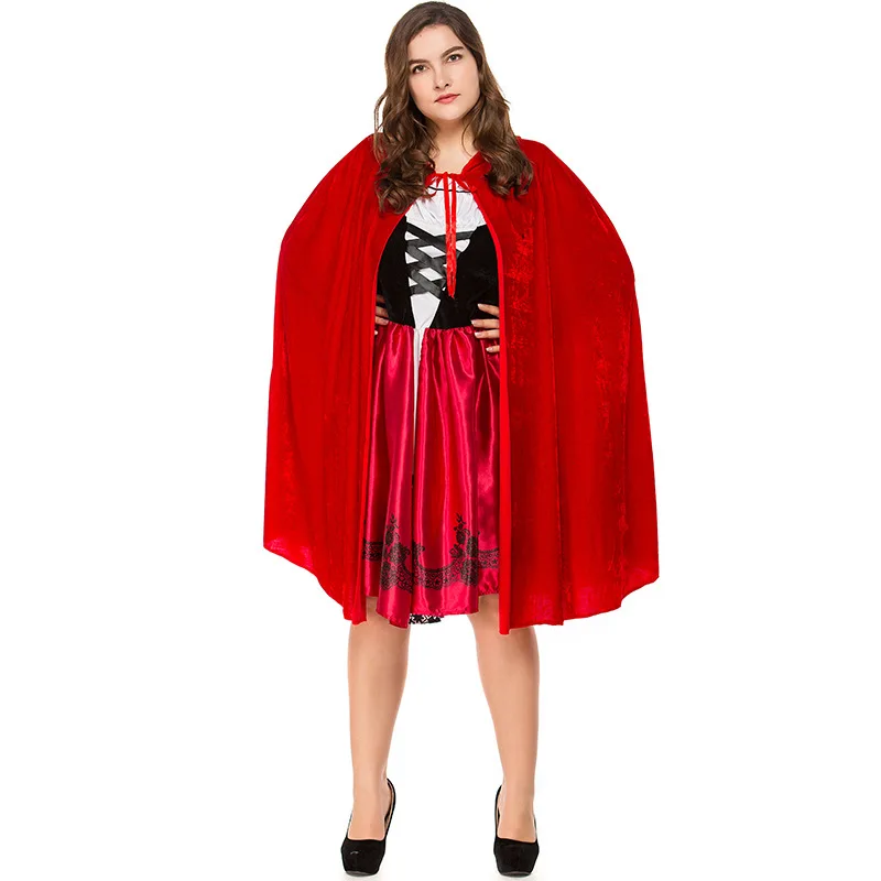 Costume de fête de carnaval pour femmes, robe mi-longue fantaisie, grande taille, petit chaperon rouge, conte de fées, Cosplay, Halloween, S-3XL