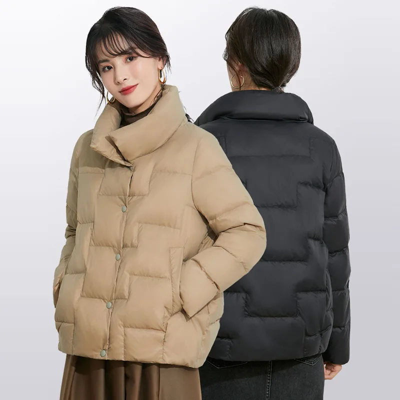 Jaqueta de inverno feminina estilo coreano 2021, colarinho feminino preto, jaqueta solta, de grandes dimensões, parka