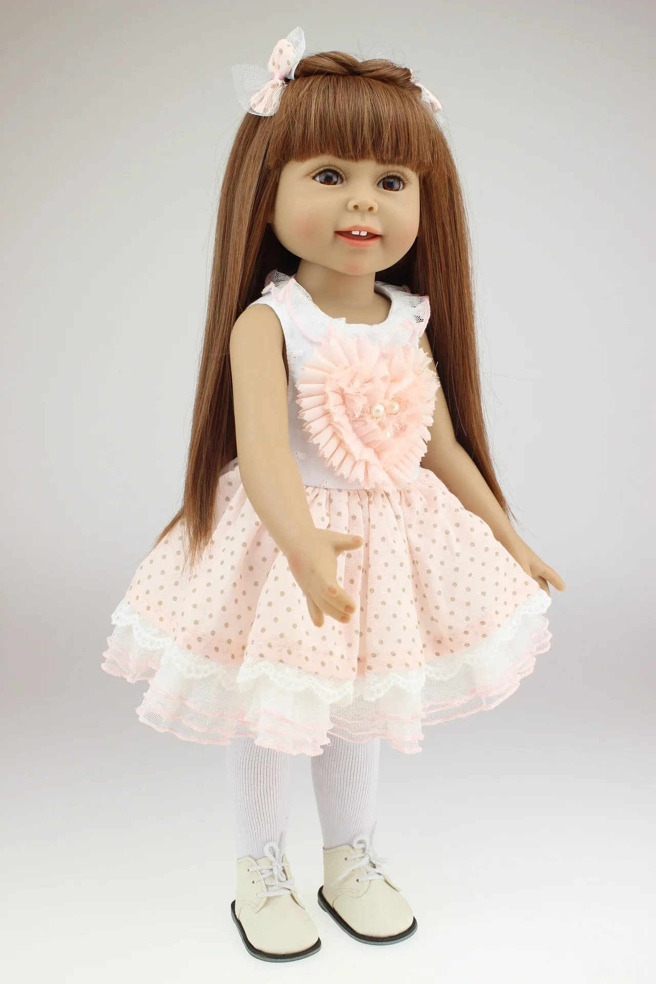 

bebes doll with Cute long hair bow hairpin beautiful long skirt Doll Girl Doll 18 inch Girl Doll children's festival gift