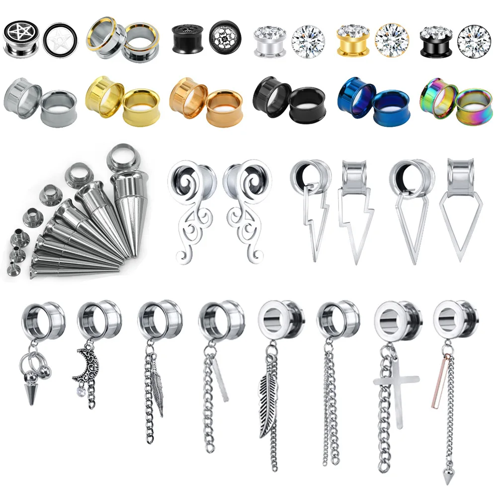 AOEDEJ 2PC 5-22mm Ear Gauges 316L Stainless Steel Ear Tunnels Plugs Flesh Piercing Body Jewelry Ear Stretchers Expander Plugs