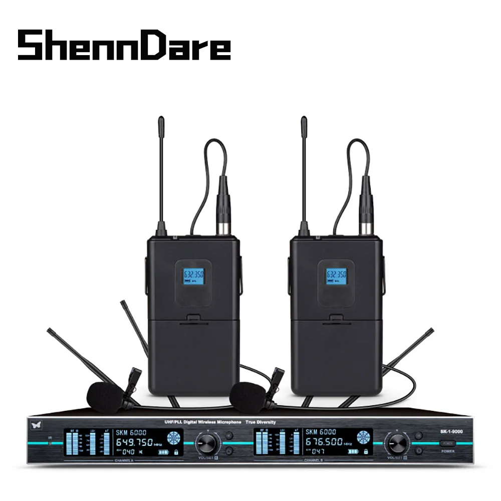 ShennDare SK1-9000 Цифровая беспроводная микрофонная система True Diversity Профессиональный двухканальный микрофон УВЧ для DJ-конференций Ручной микрофон для мероприятий на открытом воздухе в церкви