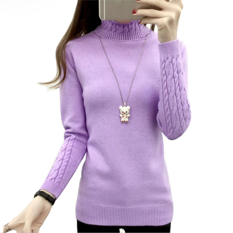 

Autumn Winter Solid Cashmere Sweater Women Knitted Long Sleeve Turtleneck Sweaters Women Slim Fit Basic Pullovers 2020