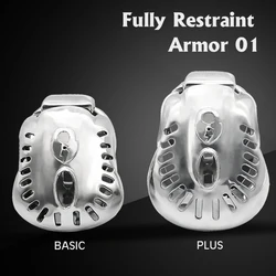 CHASTE BIRD 2020 Newest Design Stainless Steel Male Fully Restraint Bowl Chastity Device Sex Toys Cock Cage Penis Ring ARMOR 01