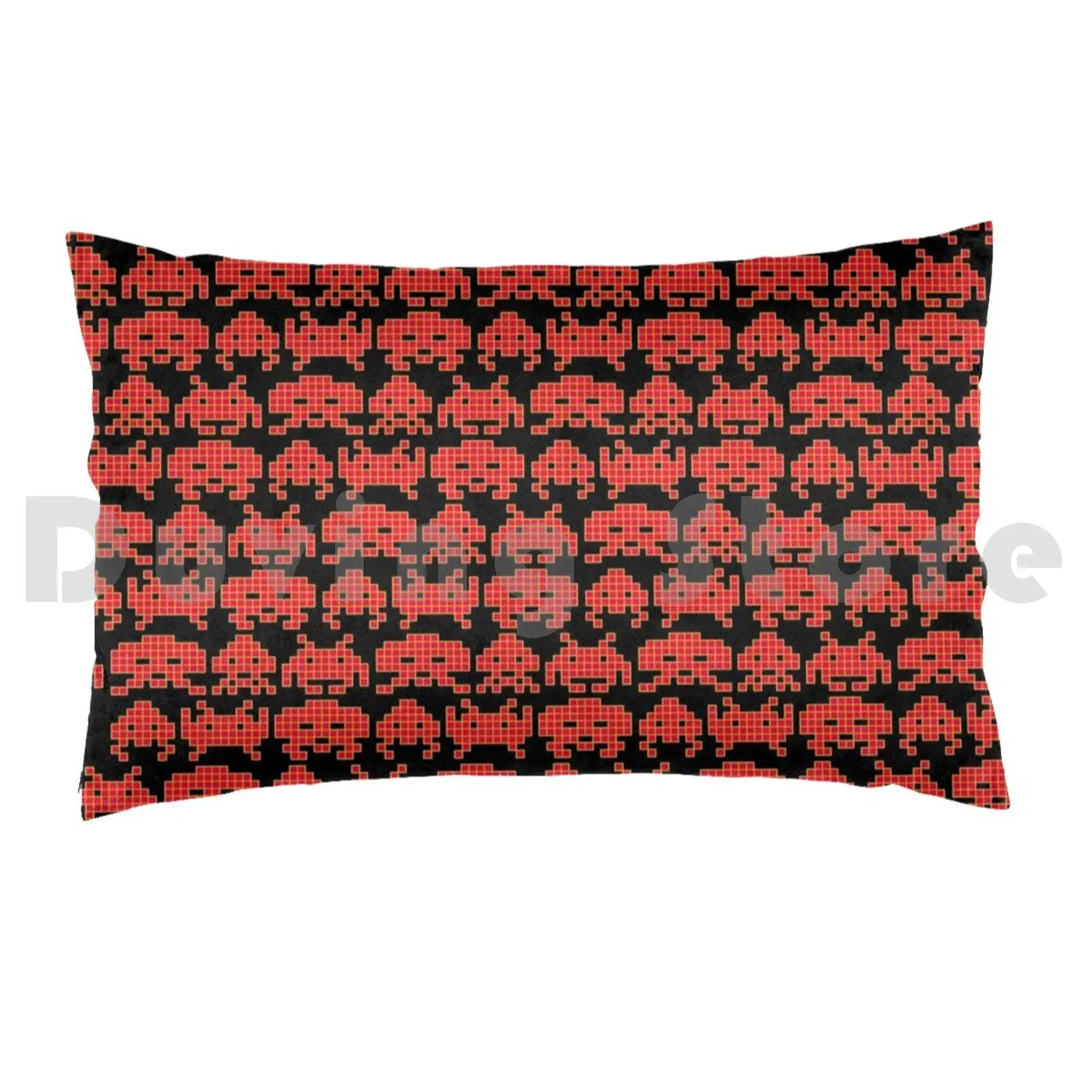 Invaded Pillow Case 20*30 Inch Space Invader Game Gaming Retro 80s Computer Pixel Cube Cubic Geometric Invasion