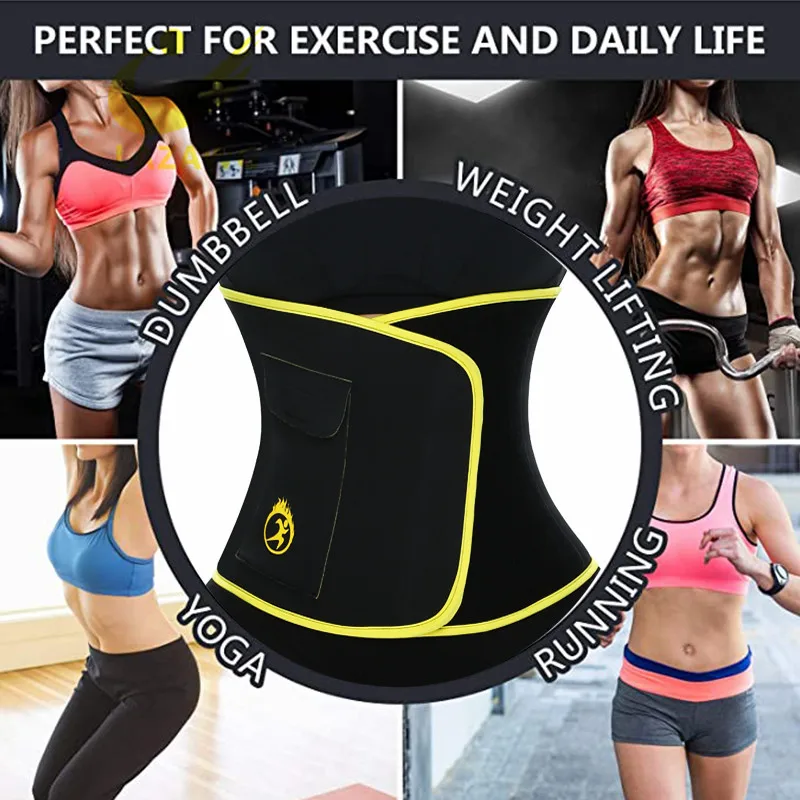 LAZAWG Waist Trainer Belt Waist Trimmer Slimming Body Shaper Sports Girdles Workout Belt Weight Loss Cincher with Pocket Intimat