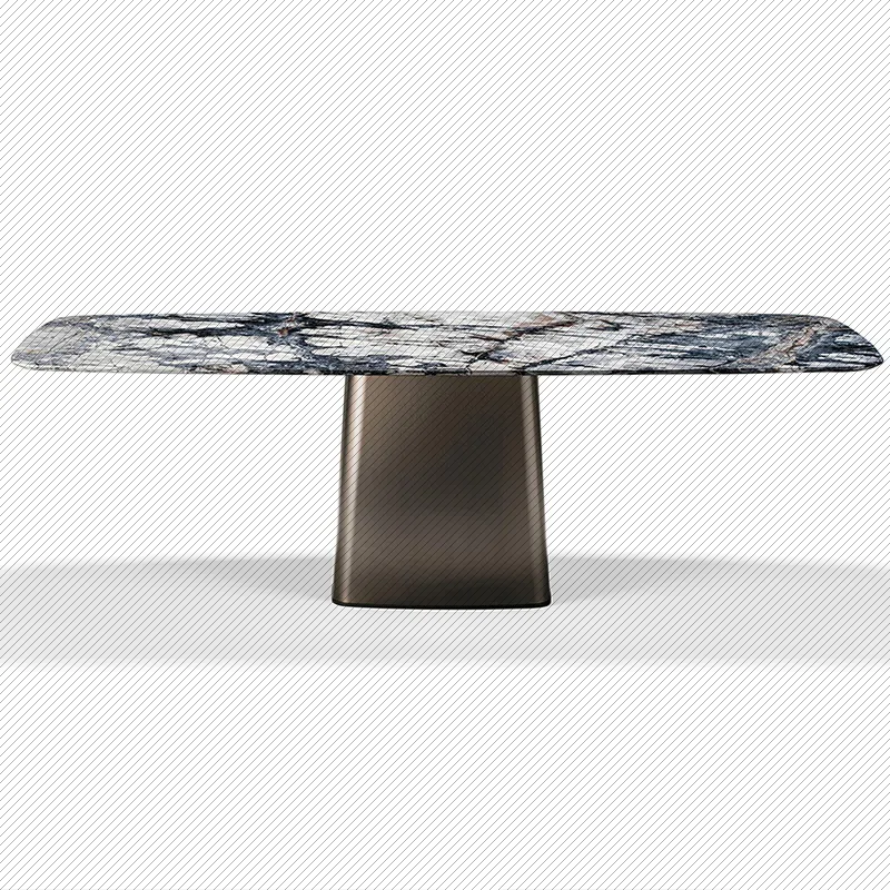 

Italian-style modern minimalist luxury stone natural marble rock plate dining table high-end customization