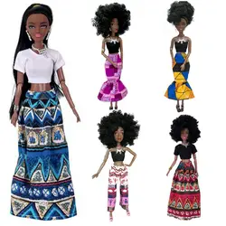 Movable Joints African Black Doll For American Dolls Accessories Nudy Body With Clothes For Barbie Toy Girl Pretend Kid Toy Gift