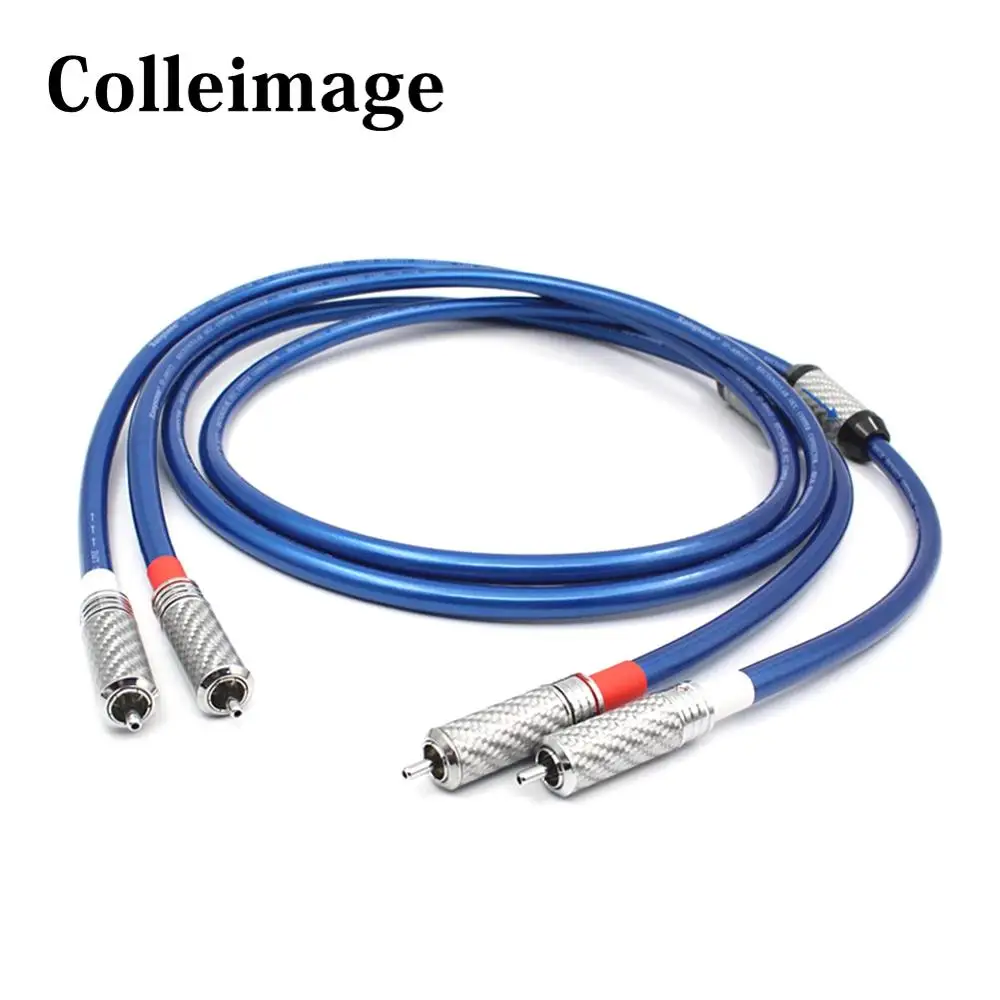 

Colleimage Hifi Carbon fiber Ring RCA plug Audio Cable Amplifier 2RCA to 2RCA Male CD DVD Amplifier Interconnect RCA Cable