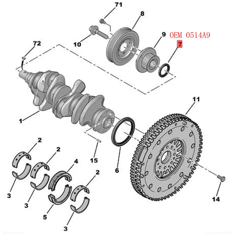 Suitable for Citroen C5 C6 Peugeot 407 607 3.0 crankshaft front and rear oil seals camshaft oil seals OEM 0514A9 080734 011918