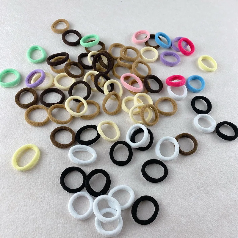 100pcs/pack Small Hair Ties For Kids 3cm Elastic Nylon Hair Bands Set Girls Ponytail Holder Hair Gum Ropes Toddlers Headwear