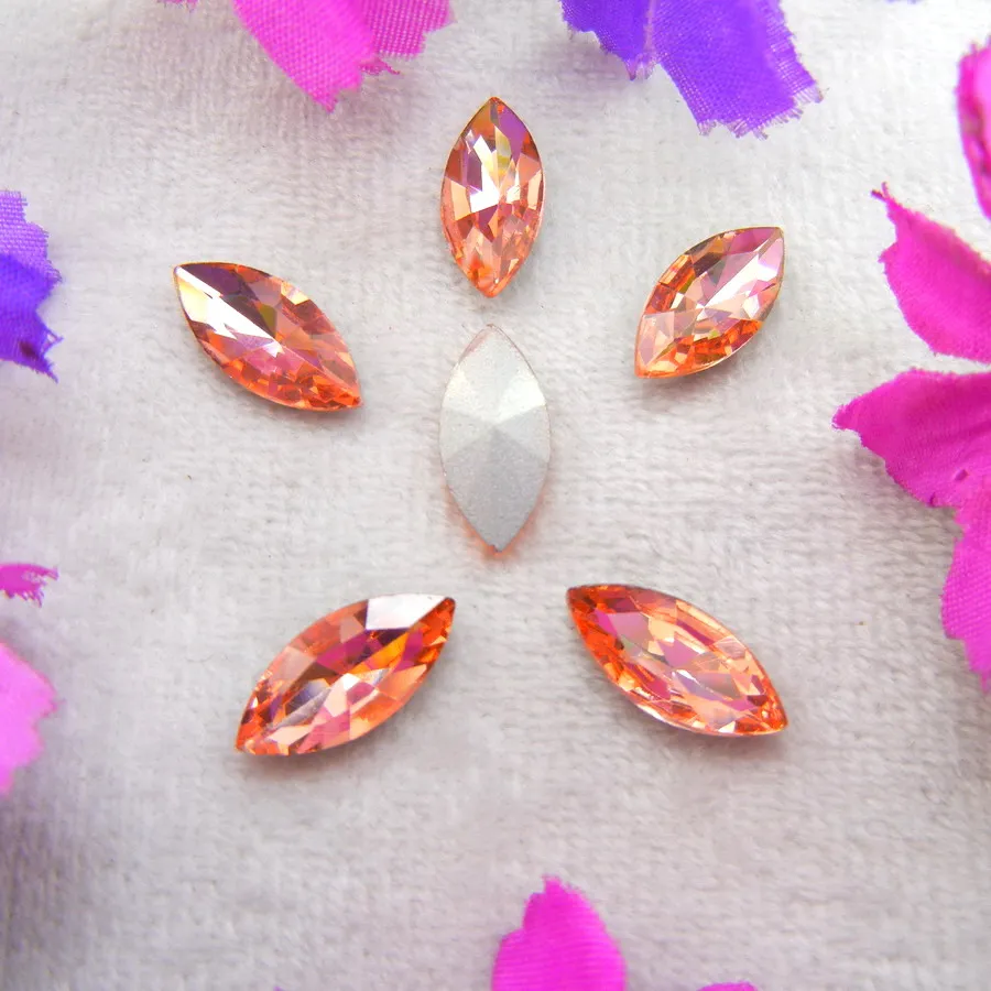Glaskristalle in 8 Größen und Farben, Navette-, Pferdeaugen- und Marquise-Form, zum Aufkleben, für Handarbeiten, Nagelkunst, Handyhüllen, DIY – Detail 2