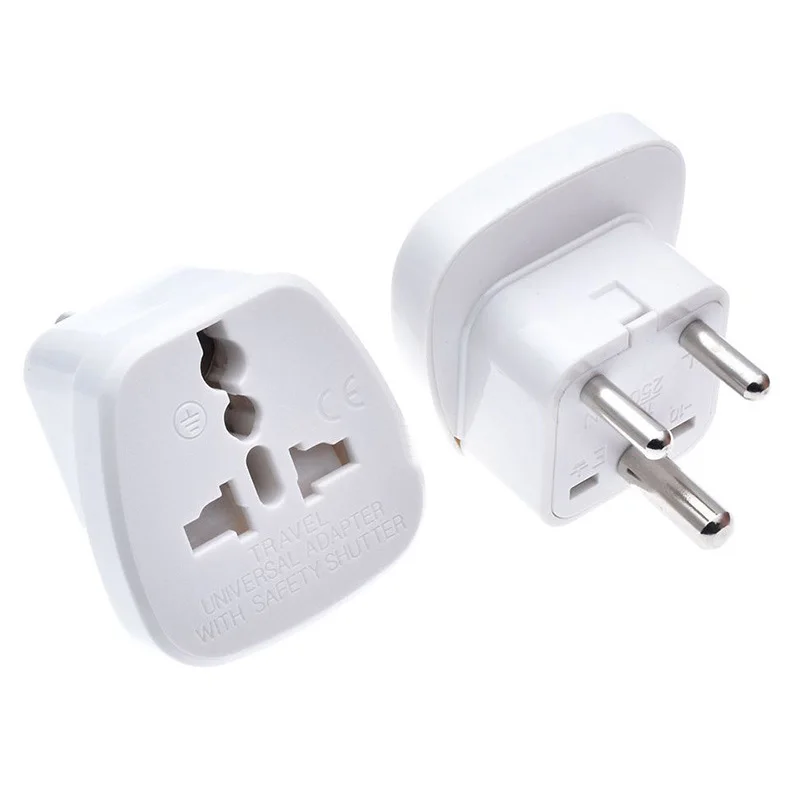 New 10A 250V CE Copper India Pakistan South africa power connector Russia eu us uk to india universal travel adapter plug Type D