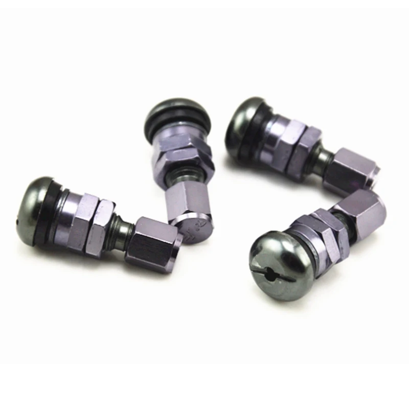 Valve Stems 4 x Bolt-in Aluminum Car Tubeless Wheel Tire Valve Stems With Dust Caps Titanium color Blue Red Silver