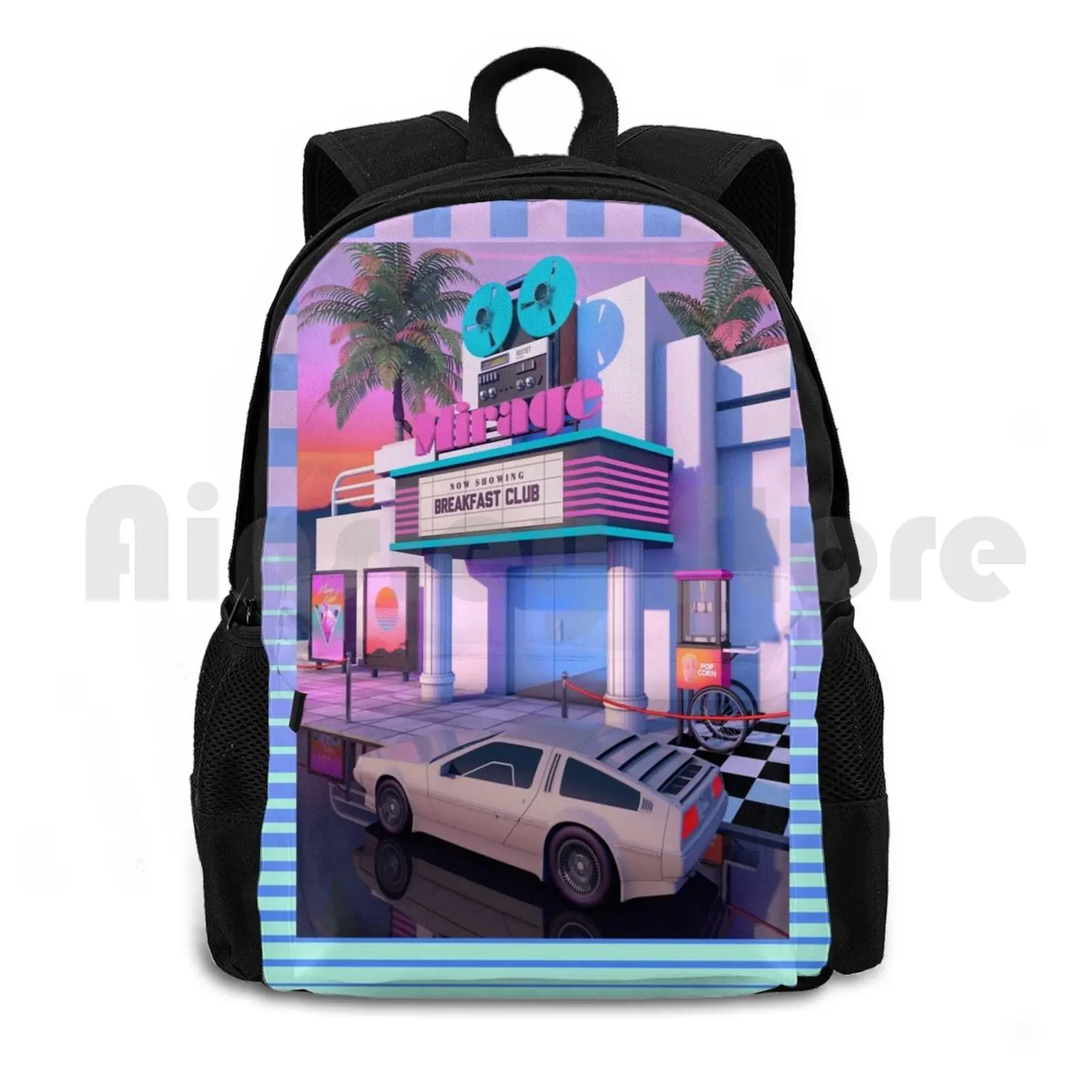 

80s Cinema Outdoor Hiking Backpack Waterproof Camping Travel Synthwave Retrowave Vaporwave Outrun Dreamwave Rad Retro Retro