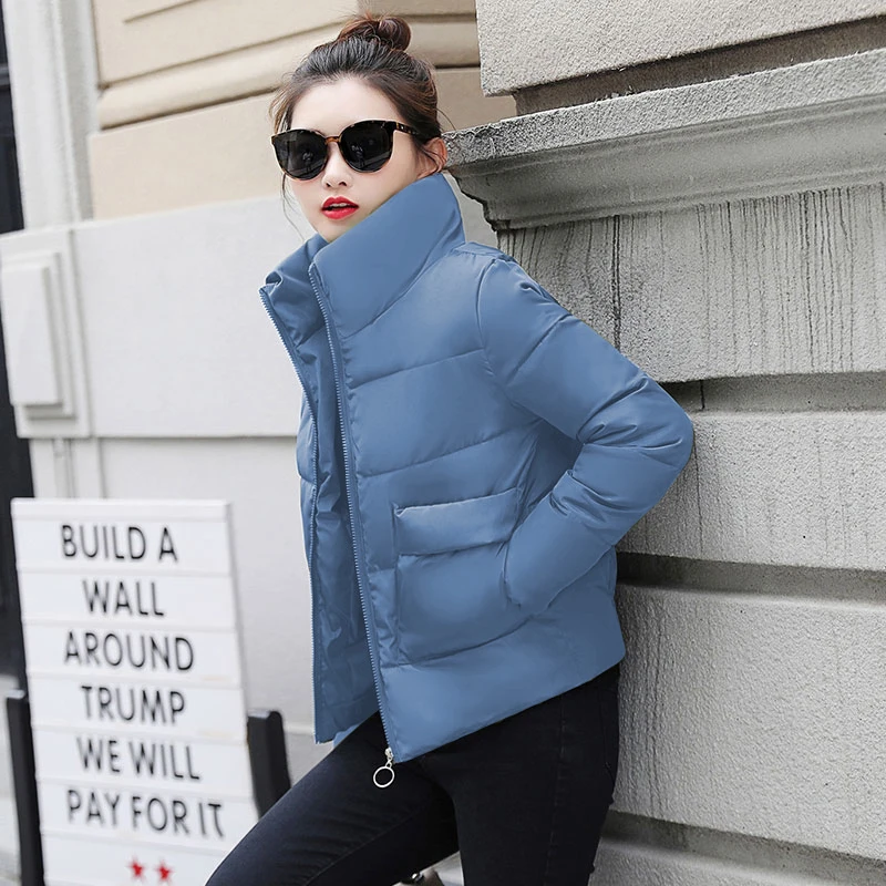 

Stand Collar Female Cold Coat Solid Short Style Women's Winter Jackets Plus Size Loose Cotton Padded Casual Thick Parkas Woman