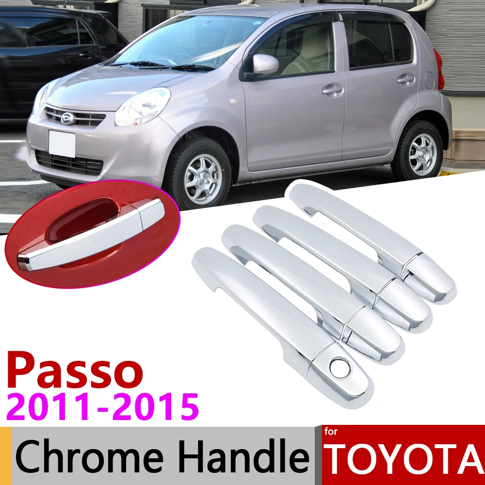 for Toyota Passo M600 600 AC30 30 2011~2015 2012 2013 2014 Chrome Door Handle Cover Car Accessories Stickers Trim Set of 4Door