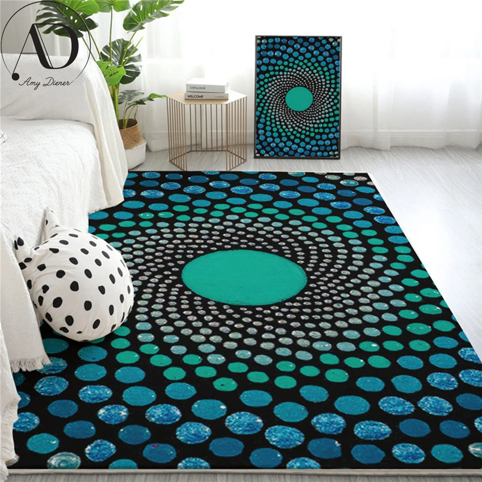 Water by Amy Diener Carpet Large Carpets for Living Room Mandala Blue Floor Mat Absorbent Green Area Rug for Bedroom Tapis 1pc