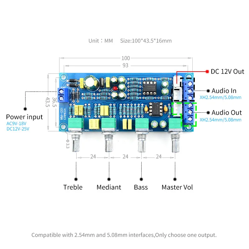 Tone board NE5532 OP-AMP HIFI Preamplifier tuning board Bass Treble Balance Volume Tone EQ Control Board DIY KIT
