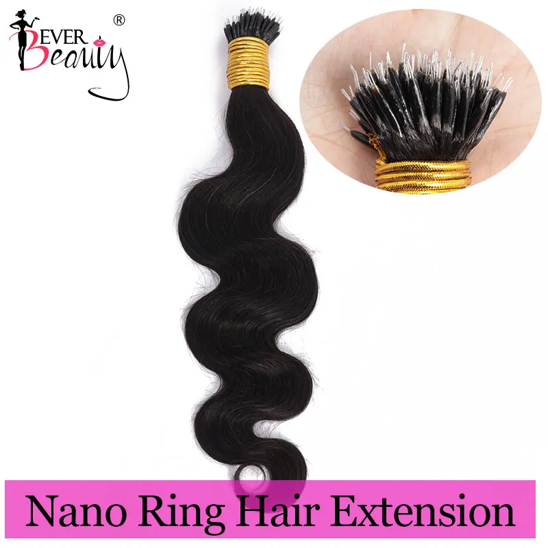 

Body Wave Nano Ring Microlink Hair Extensions For Women 100% Human Virgin Hair Weave Bundles Natural Black Ever Beauty