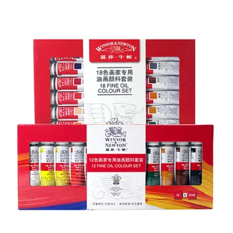 WINSOR & NEWTON 프로페셔널 컬러 오일 페인트 12/18/24 색 12 ML 튜브 파인 페인팅 안료, 브러시 및 팔레트 미술 용품 포함