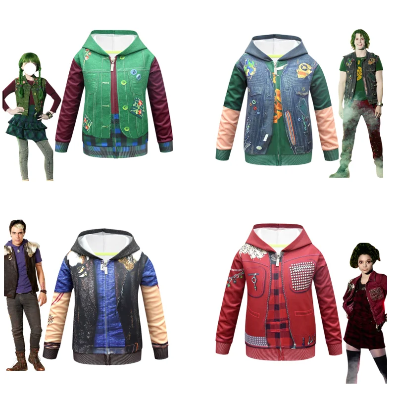 Carnival Cosplay Zombie High School 2 Boys Girl Zipper Coat and Hooded Kids Halloween Costume Jumpsuits Performance Clothing