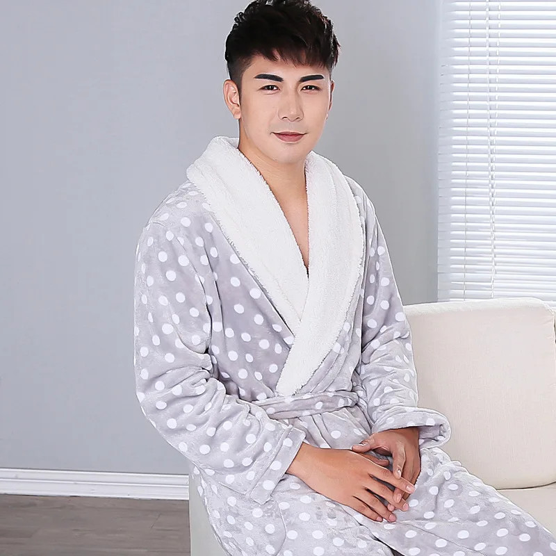 Flannel Nightgown Men Robe Coral Wool Upgrade Home Wear Thickened Autumn/Winter Bathrobe Lounge Negligee Pajamas Халат