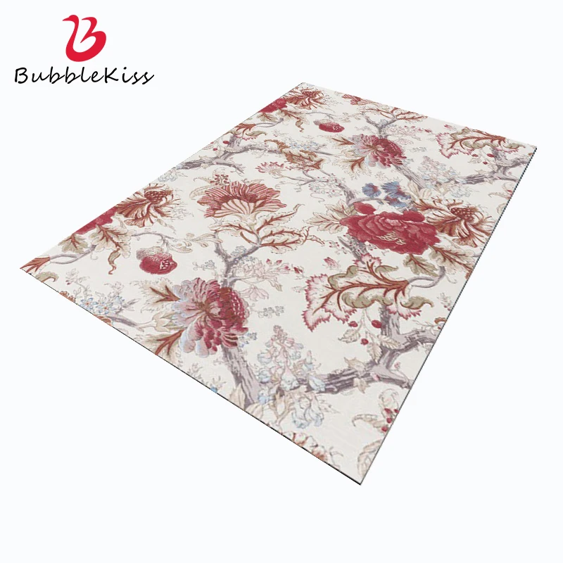 Bubble Kiss Nordic Style Vintage Flower Pattern Carpet Customized Non-Slip Carpet for Living Room Home Thickened Bedroom Rug