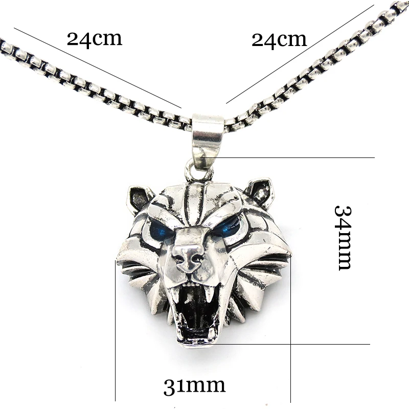 Wizard School Caucasus Bear Medallion Pendant Necklace 31*34mm Blue Rhinestone Wild Cosplay Game Animal Chain Necklace With Bag