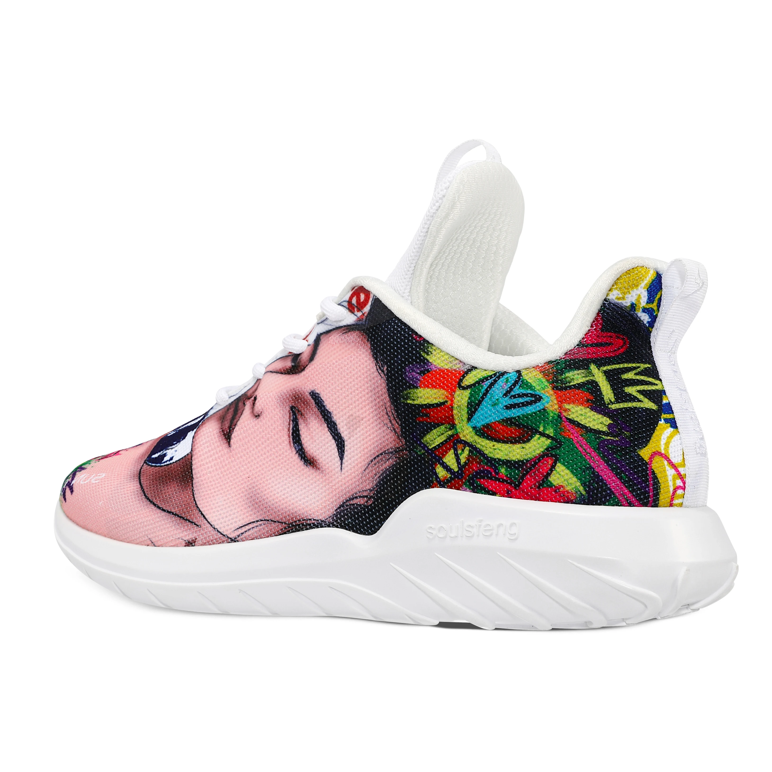 Soulsfeng Men\'s Large Size Bon Voyage (Oriental) White Sneakers Lightweight Non-slip Women\'s Shock-absorbing Running Shoes