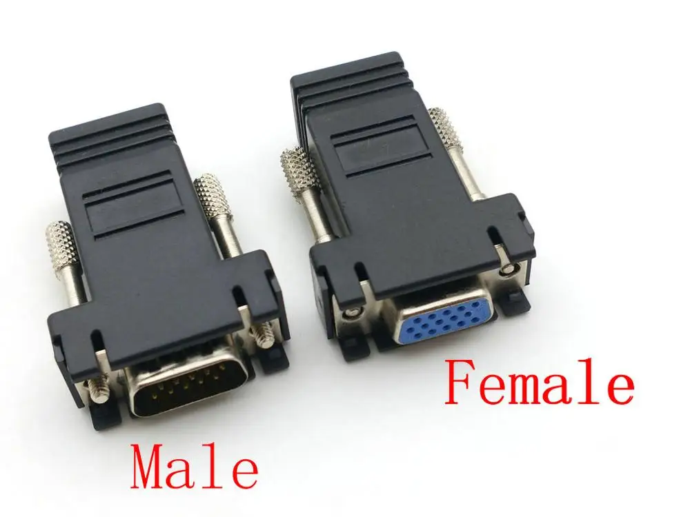 50PCS VGA Extender Female/Male to LAN Video CAT5 CAT6 RJ45 Network Cable Adap CONNECTOR