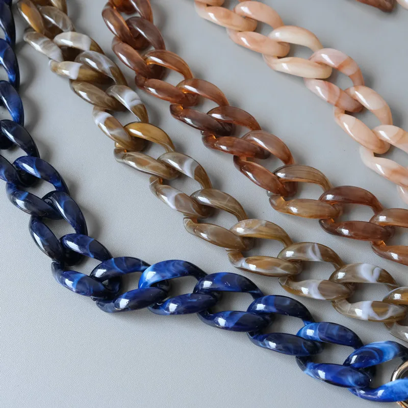 Cadena de acrílico desmontable para mujer, accesorio de moda, correa de lujo, cadena de embrague de hombro de resina, azul, rosa y marrón, nuevo