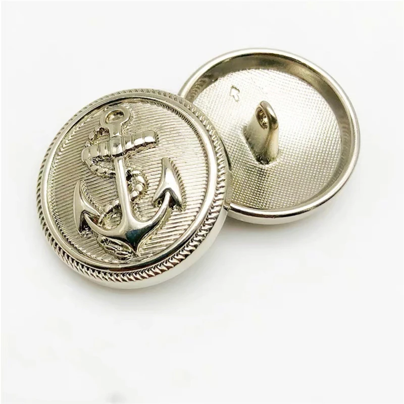 10pcs 15/20/25mm Vintage Anchor Design Clothing Sewing Buttons Black Silver Gold Metal Jacket Buttons 20mm Fashion Shirt Buttons