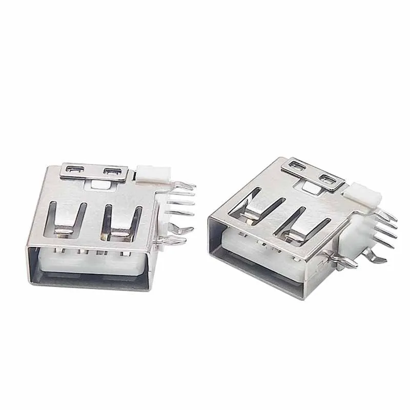 10pcs USB 2.0 A Female PCB Mount Socket Connector USB Vertical Side Inser Female Jack Connector Long/Short Type 90 Degree