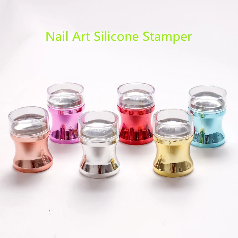 3.8cm Nail Art Silicone Stamper Electroplating Large Transparent Polish Image Print Plate With Lid Scraper Diy Transfer Tools