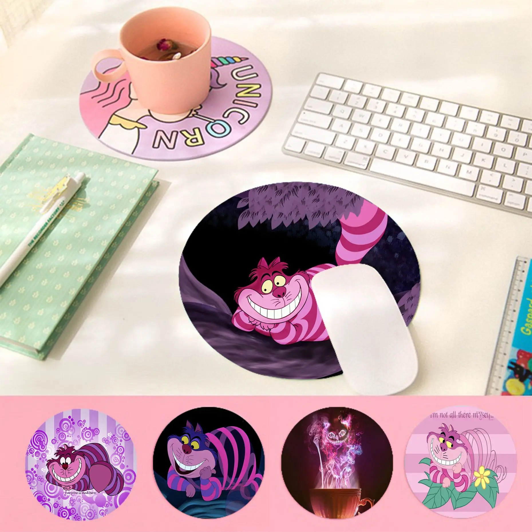 

Custom Skin Disney Alice in Wonderland cheshire cat pink Keyboard Gaming MousePads gaming Mousepad Rug For PC Laptop Notebook