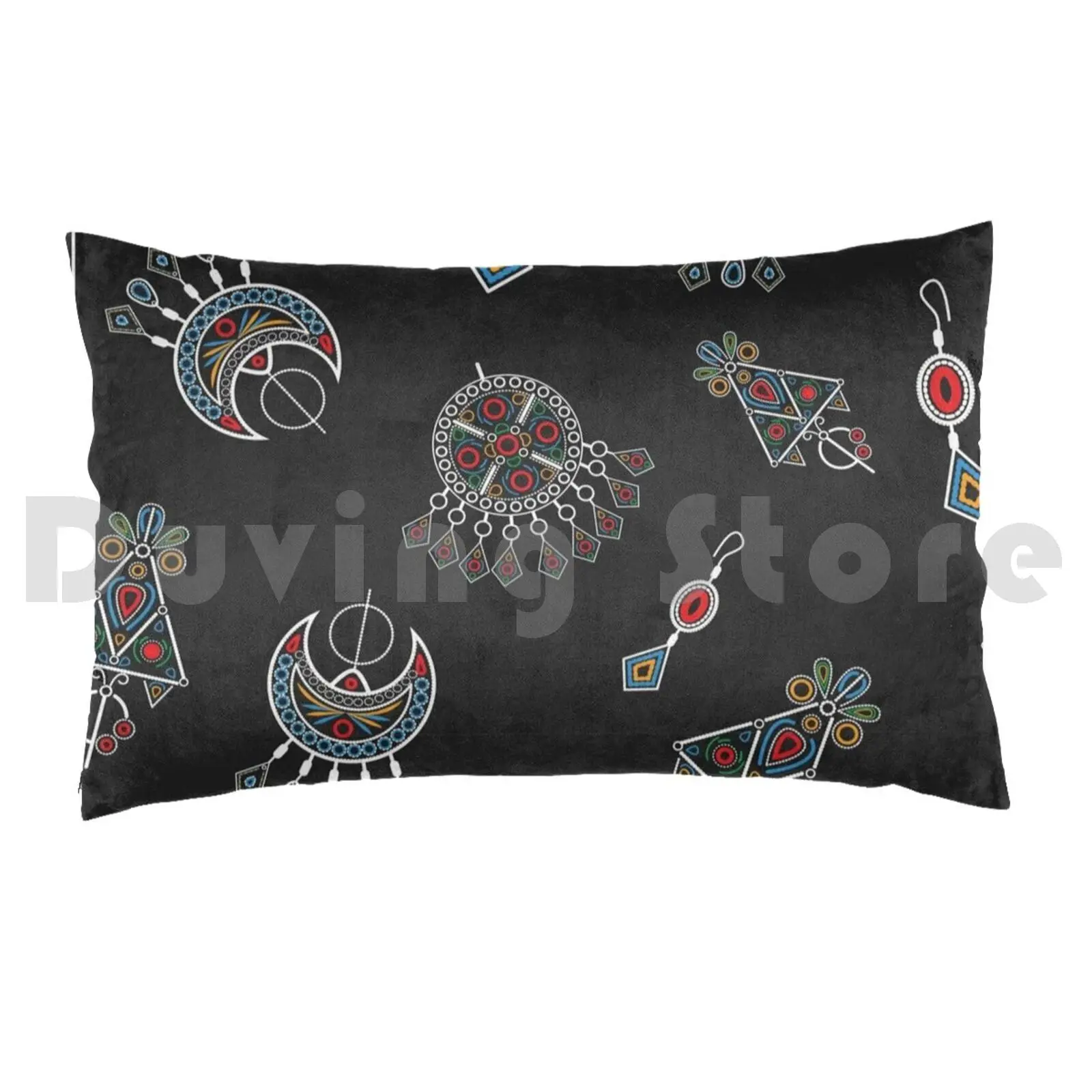 African Jewels Pattern Pillow Case Printed 50x75 African Jewels Pattern Tribal Jewels North Africa Berber