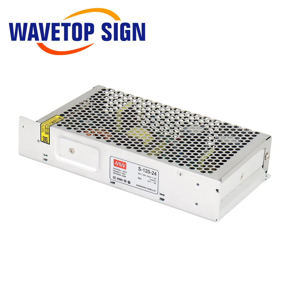WaveTopSign 120W Fuente de alimentación con interruptor S-120-24 24V 5A para controlador láser Co2