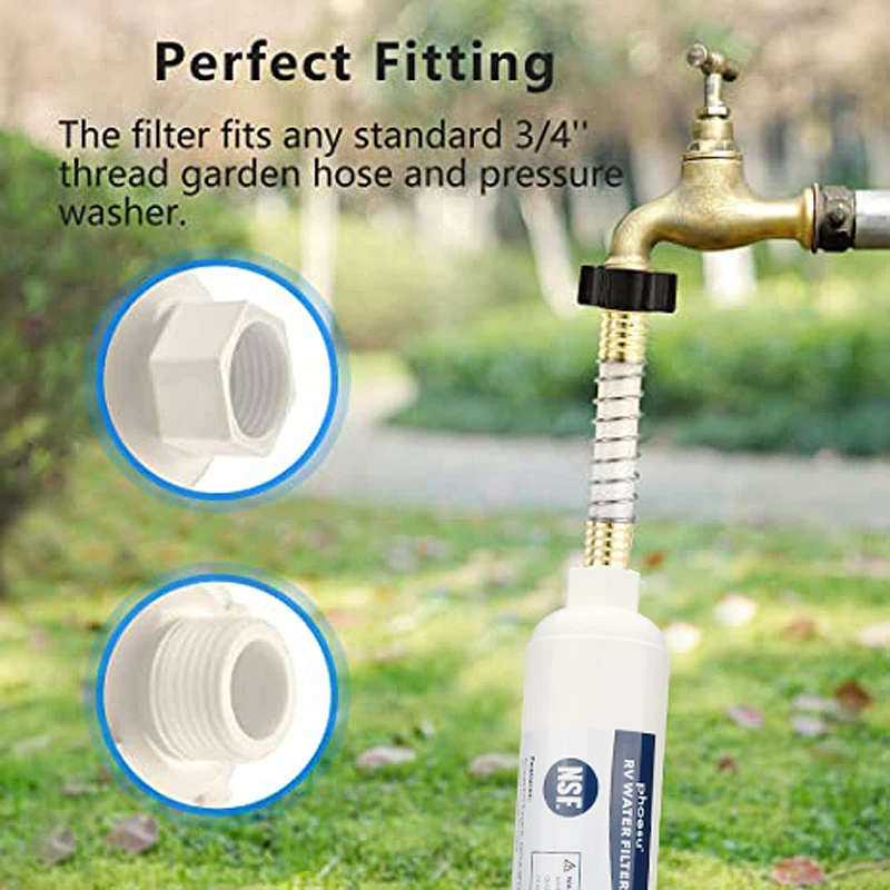 Filtro de água em linha rv com protetor de mangueira flexível, dedicado para rvs e fuzileiros navais, 1 pacote