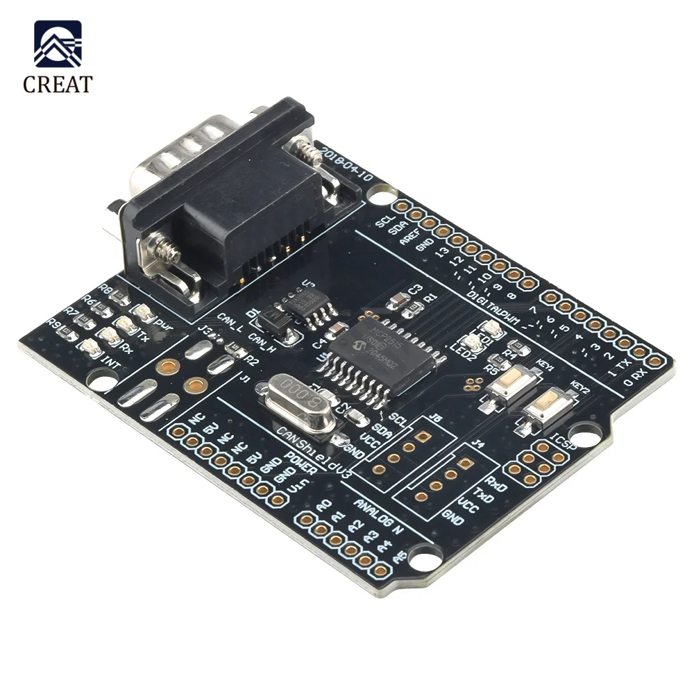 CAN Escudo Controlador para Arduino, MCP2515, Estudo de Expansão, UART, I2C, IIC Interface, SPI, 30mA Módulo Board