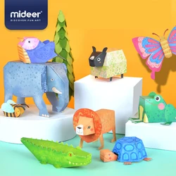 Mideer manual diy 3d origami papel animais origami brinquedos crianças artesanato brinquedo papel-corte brinquedos para crianças 5y +