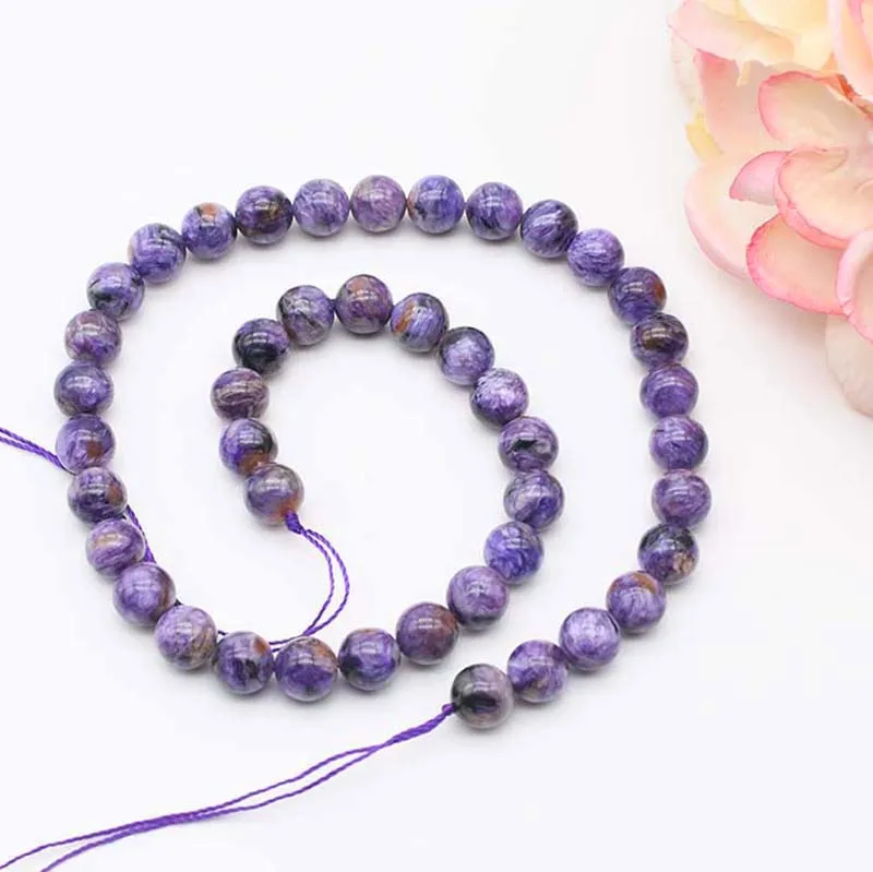 

Natural Genuine Purple Charoite Round Loose Beads 9-12mm DIY Jewelry Necklaces or Bracelets 15"