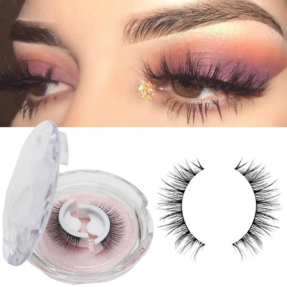 3D Mink Reusable Self-adhesive False Eyelashes Natural Curly Thick Wispy 3 Seconds to Wear No Glue Needed Eye Extension Tool