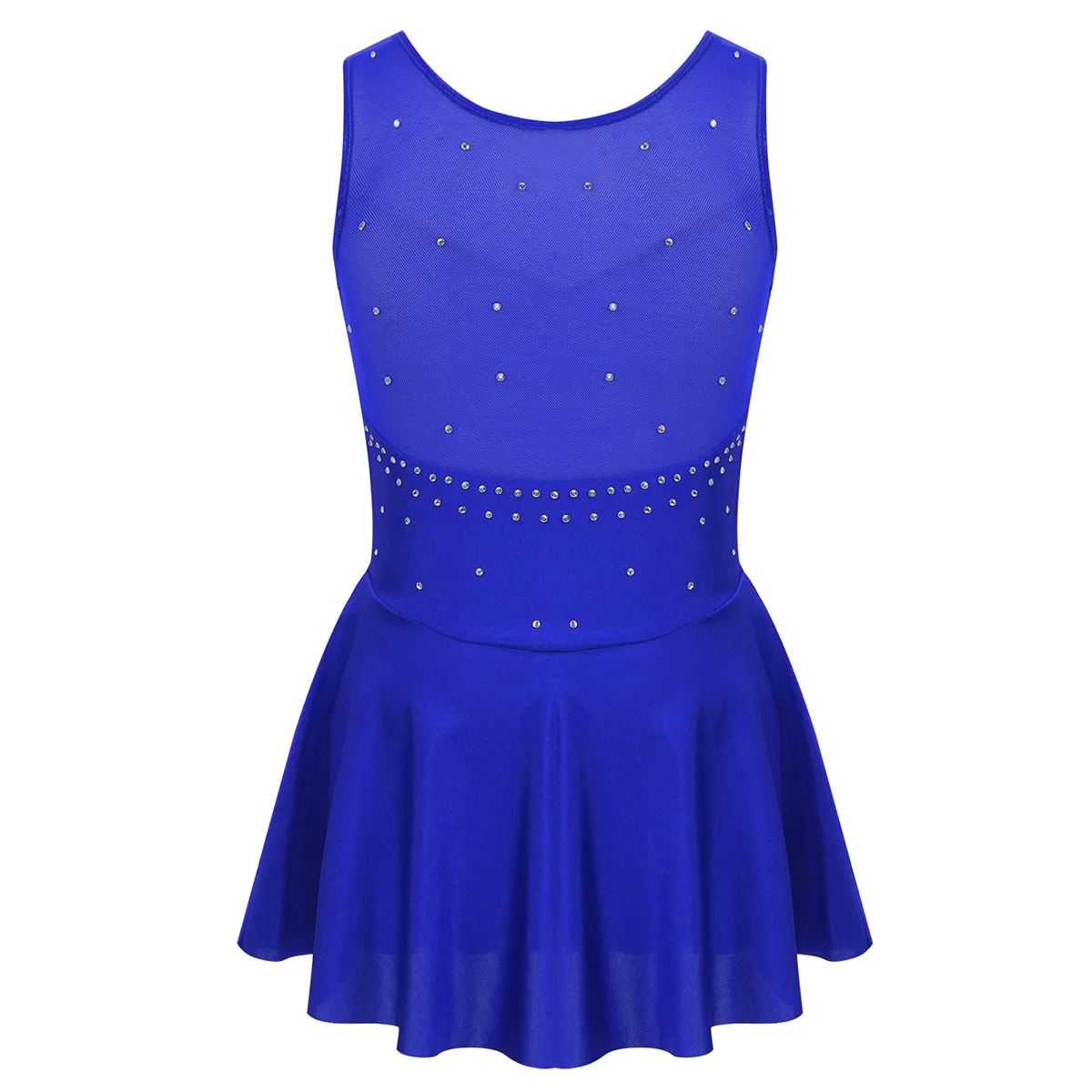 Vestido de Baile Mesh See-through sem mangas para meninas, Collant Ginástica, Traje de Dança para Crianças, Patinação Artística