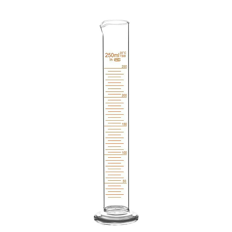 Glass Measuring Cylinder 250 ml Professional Lab Graduated Cylinder Chemistry Lab Glass Standard Measurement Cup Grade A