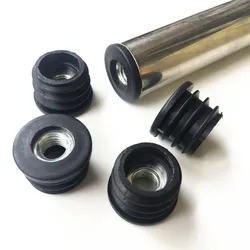 2/4/8pcs Round Black Plastic Blanking End Cap Caps Pipe Tube Inserts With M6 Metal Thread Dia 16mm 19mm