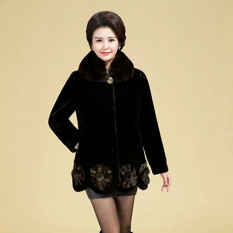 Women Winter Imitation Mink Coat New Middle-aged Mother Winter Thicken Fur Outerwear Female Keep Warm Fur Jacket A471