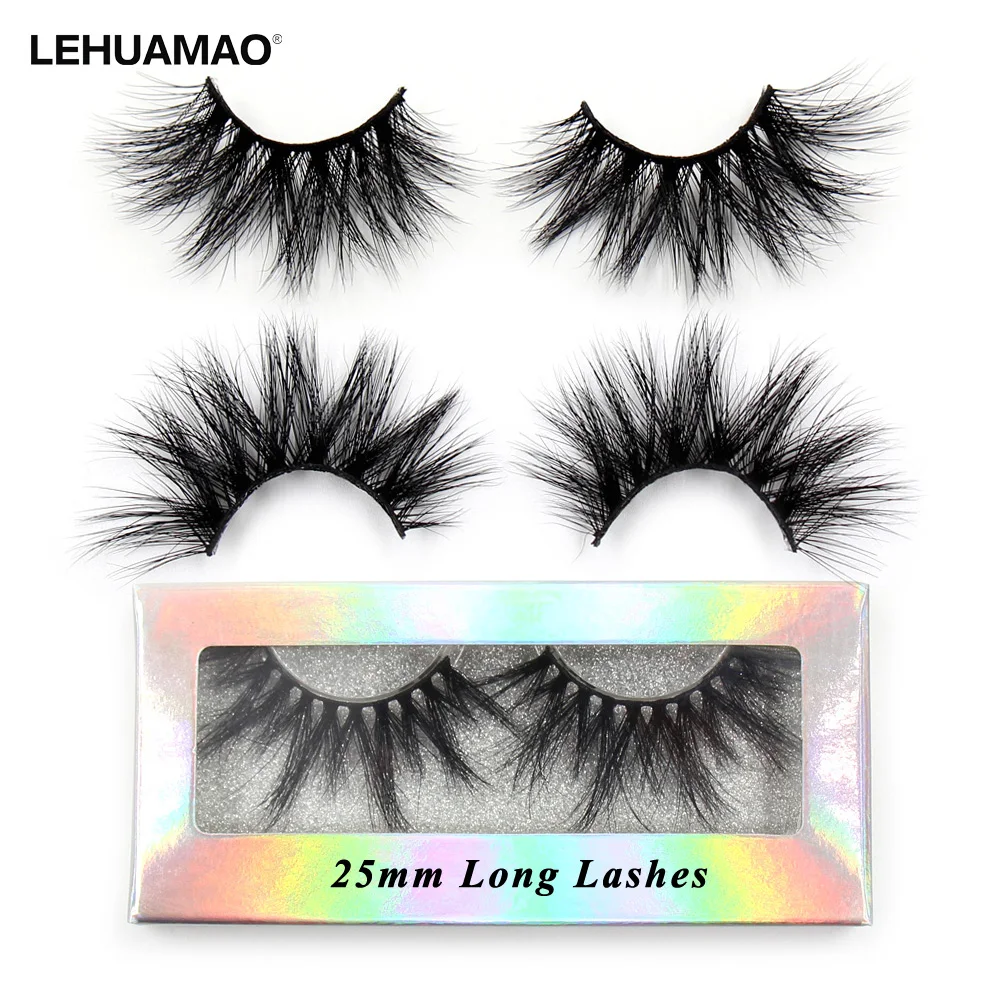 LEHUAMAO Eyelashes 3D Lashes 25mm Mink False Eyelashe Fluffy Soft Eyelash Dramatic Makeup Lashes Mink 3D Lash Natural Long G05