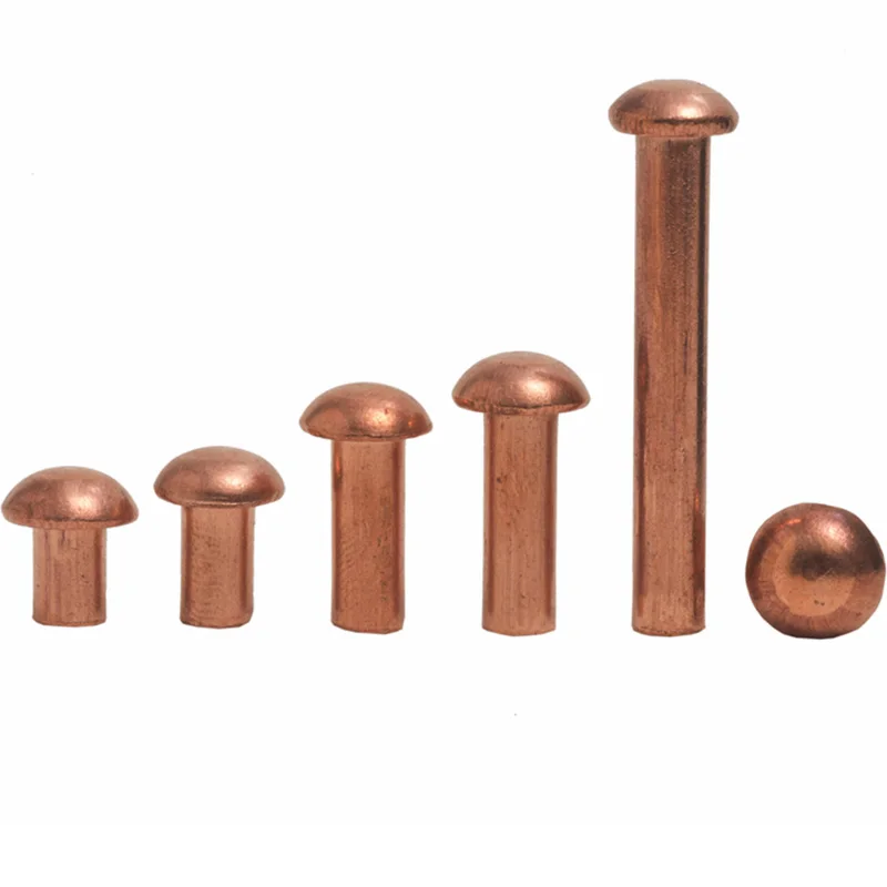 20pcs M4 copper round head rivets pan headle solid cuprum rivet tap rivetings knock hit riveting GB867 4mm-30mm length