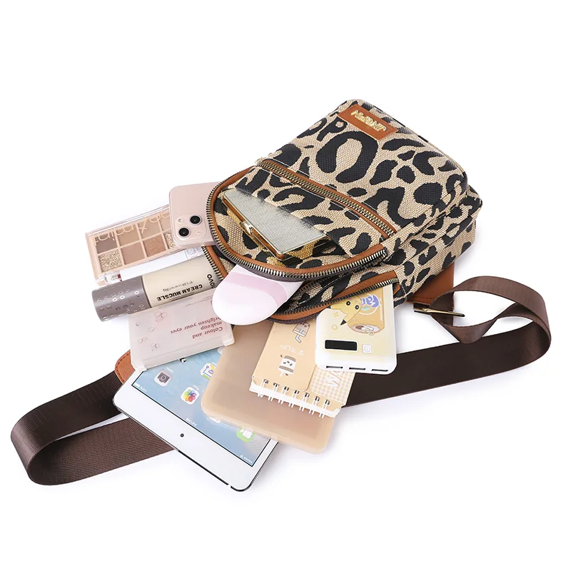 Taschen für Frauen Leopard Print Haut Frauen Brust Pack Weiblichen Sling Taschen Crossbody Wasserdichte Schulter Casual Pu Leder Messenger